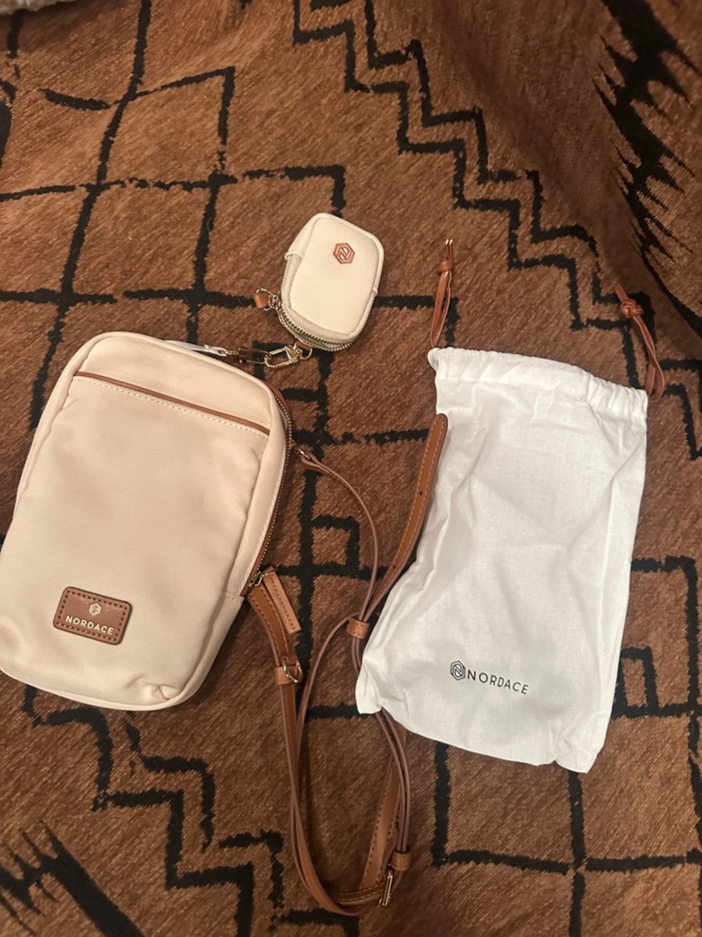 Nordace Beige Crossbody Bag with Coin Pouch